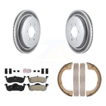 Rear Disc Coated Rotors Semi-Metallic Pads Parking Shoes Kit For Ford Expedition Lincoln KGA-106749