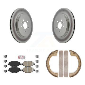 Rear Disc Coated Rotors Ceramic Pads And Parking Brake Shoes Kit For Lincoln MKT KGA-106750