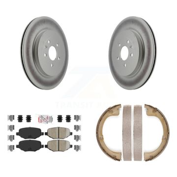 Rear Disc Coated Rotors Ceramic Pads And Parking Brake Shoes Kit For Lincoln MKT KGA-106751