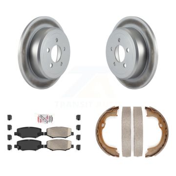 Rear Disc Coated Rotors Ceramic Pads Parking Brake Shoes Kit For Jeep Liberty Dodge Nitro KGA-106769