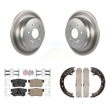 Rear Disc Coated Rotors Ceramic Pads And Parking Brake Shoes Kit For Honda CR-V Acura RDX KGA-106775