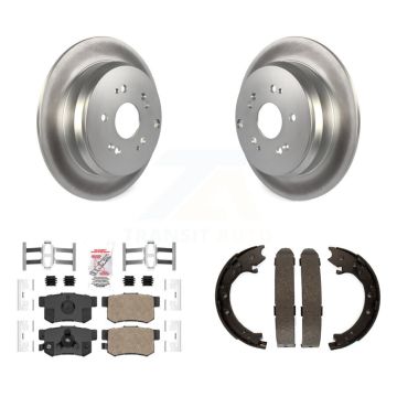 Rear Disc Coated Rotors Ceramic Pads And Parking Brake Shoes Kit For 2005-2006 Honda CR-V KGA-106780