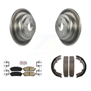 Rear Disc Coated Rotors Ceramic Pads & Parking Shoes Kit For Subaru Impreza Forester Saab KGA-106782