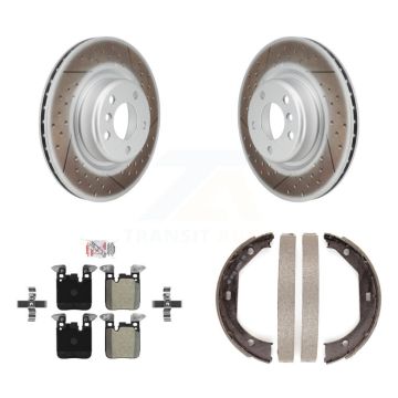 Rear Disc Coated Rotors Semi-Metallic Pads And Parking Shoes Kit For BMW 328i 320i xDrive KGA-106785