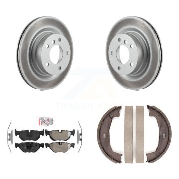 Rear Disc Coated Rotors Semi-Metallic Pads Parking Brake Shoes Kit For BMW 323i 328i 325i KGA-106789