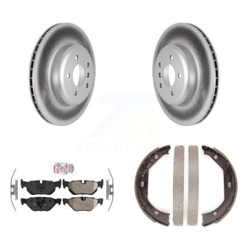 Rear Disc Coated Rotors Semi-Metallic Pads & Parking Brake Shoes Kit For BMW 328i xDrive KGA-106792