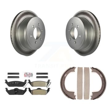 Rear Disc Coated Rotors Semi-Metallic Pads Parking Shoes Kit For Ford F-150 Lincoln Mark KGA-106808