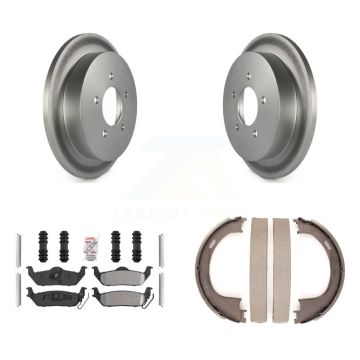 Rear Disc Coated Rotors Semi-Metallic Pads And Parking Brake Shoes Kit For Ford F-150 KGA-106810