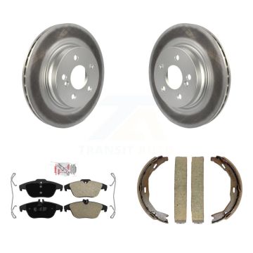 Rear Disc Coated Rotors Semi-Metallic Pads Parking Shoes Kit For Mercedes-Benz C300 C350 KGA-106819