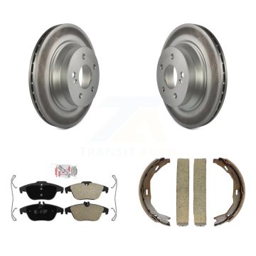 Rear Disc Coated Rotors Semi-Metallic Pads Parking Shoes Kit For Mercedes-Benz E350 Coupe KGA-106822