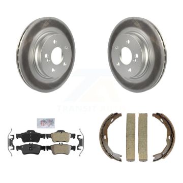 Rear Disc Coated Rotors Semi-Metallic Pads Parking Brake Shoes Kit For Mercedes-Benz E550 KGA-106823