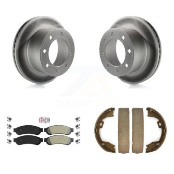 Rear Disc Coated Rotors Semi-Metallic Pads & Parking Shoes Kit For Ford F-350 Super Duty KGA-106825