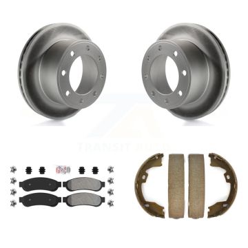 Rear Disc Coated Rotors Semi-Metallic Pads & Parking Shoes Kit For Ford F-350 Super Duty KGA-106826