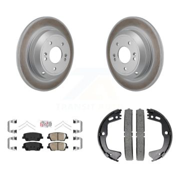 Rear Disc Coated Rotors Ceramic Pads Parking Brake Shoes Kit For Kia Stinger Genesis G70 KGA-106833