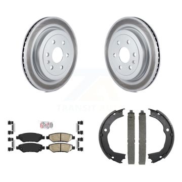 Rear Disc Coated Rotors Ceramic Pads & Parking Brake Shoes Kit For 2010-2016 Cadillac SRX KGA-106835