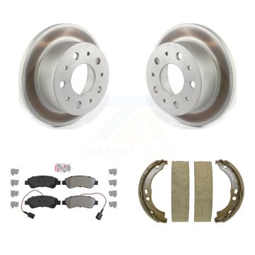 Rear Disc Coated Rotors Semi-Metallic Pads Parking Shoes Kit For Ram ProMaster 2500 3500 KGA-106837