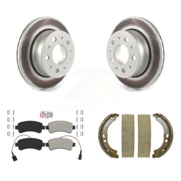 Rear Disc Coated Rotors Semi-Metallic Pads Parking Shoes Kit For Ram ProMaster 2500 3500 KGA-106838