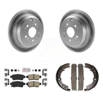 Rear Disc Coated Rotors Ceramic Pads Parking Brake Shoes Kit For 2005-2010 Honda Odyssey KGA-106857