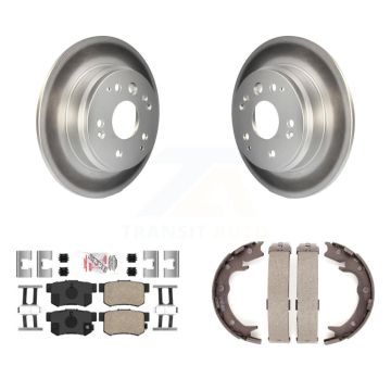 Rear Disc Coated Rotors Ceramic Pads & Parking Brake Shoes Kit For Acura TL Honda Element KGA-106878