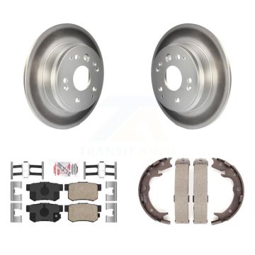 Rear Disc Coated Rotors Ceramic Pads & Parking Brake Shoes Kit For Acura TL Honda Element KGA-106879