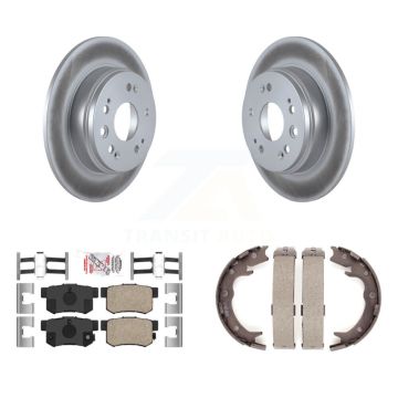 Rear Disc Coated Rotors Ceramic Pads And Parking Brake Shoes Kit For 2002-2004 Honda CR-V KGA-106881