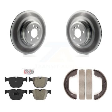 Rear Disc Coated Rotors Semi-Metallic Pads Parking Shoes Kit For BMW 750i xDrive 750Li GT KGA-106890