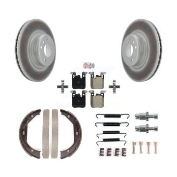 Rear Disc Coated Rotors Semi-Metallic Pads Parking Brake Shoes Hardware Kit For BMW 428i KGA-106940