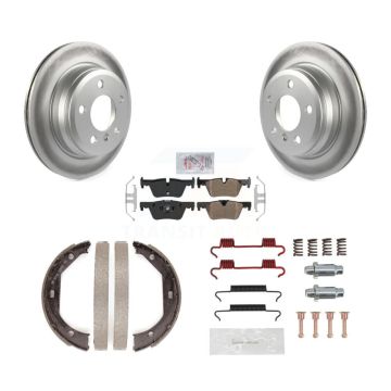 Rear Disc Coated Rotors Semi-Metallic Pads Parking Shoes Hardware Kit For BMW 428i xDrive KGA-106946