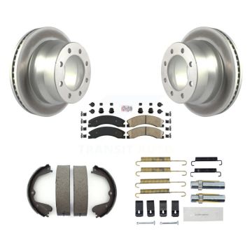 Rear Disc Coated Rotors Ceramic Pads Parking Shoes Hardware Kit For Chevrolet Express GMC KGA-106957
