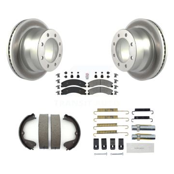 Rear Disc Coated Rotors Semi-Metallic Pads Parking Shoes Hardware Kit For Chevrolet 3500 KGA-106958