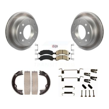 Rear Disc Coated Rotors Ceramic Pads Parking Shoes Hardware Kit For Chevrolet GMC Savana KGA-106959