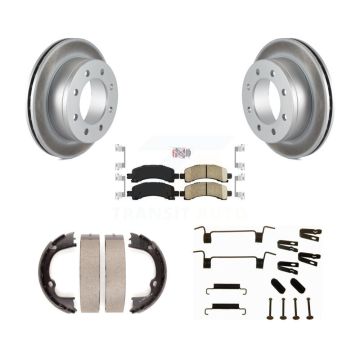Rear Disc Coated Rotors Ceramic Pads Parking Shoes Hardware Kit For GMC Chevrolet Savana KGA-106961