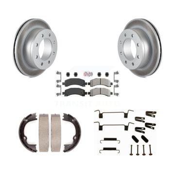 Rear Disc Coated Rotors Semi-Metallic Pads Parking Shoes & Hardware Kit For GMC Chevrolet KGA-106962