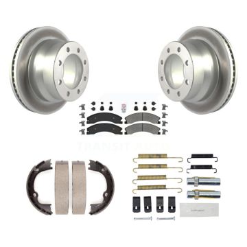 Rear Disc Coated Rotors Semi-Metallic Pads Parking Shoes Hardware Kit For GMC Savana 3500 KGA-106965