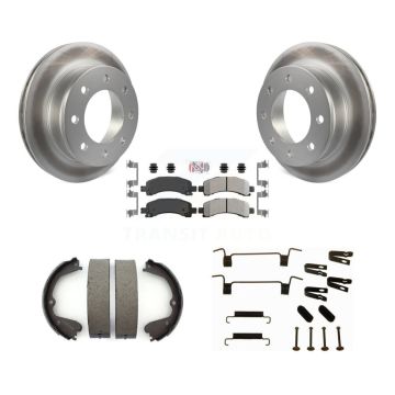 Rear Disc Coated Rotors Semi-Metallic Pads Parking Shoes Hardware Kit For GMC Savana 3500 KGA-106967
