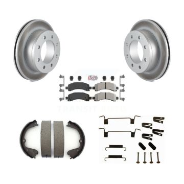 Rear Disc Coated Rotors Semi-Metallic Pads Parking Shoes Hardware Kit For GMC Savana 3500 KGA-106969