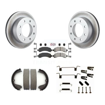 Rear Disc Coated Rotors Semi-Metallic Pads Parking Shoes Hardware Kit For GMC Savana 3500 KGA-106971