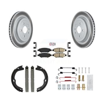 Rear Disc Coated Rotors Ceramic Pads Parking Brake Shoes & Hardware Kit For Cadillac CTS KGA-106979