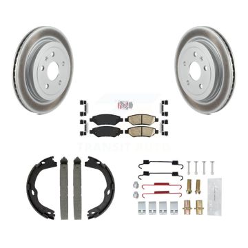 Rear Disc Coated Rotors Ceramic Pads Parking Brake Shoes & Hardware Kit For Cadillac CTS KGA-106980
