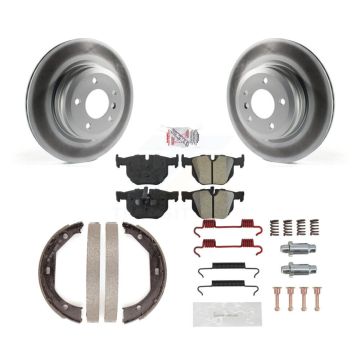 Rear Disc Coated Rotors Semi-Metallic Pads Parking Brake Shoes & Hardware Kit For BMW X1 KGA-106991