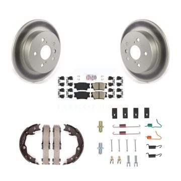 Rear Disc Coated Rotors Ceramic Pads Parking Brake Shoes & Hardware Kit For Toyota Camry KGA-107009