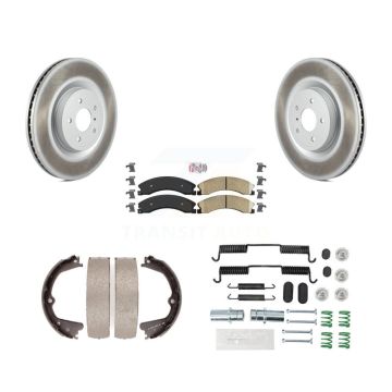 Rear Disc Coated Rotors Ceramic Pads Parking Shoes Hardware Kit For Nissan NV2500 NV3500 KGA-107030