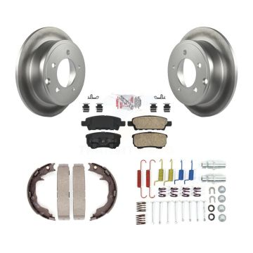 Rear Disc Coated Rotors Ceramic Pads Parking Shoes And Hardware Kit For Mitsubishi Lancer KGA-107036