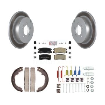 Rear Disc Coated Rotors Ceramic Pads Parking Shoes And Hardware Kit For Mitsubishi Lancer KGA-107038