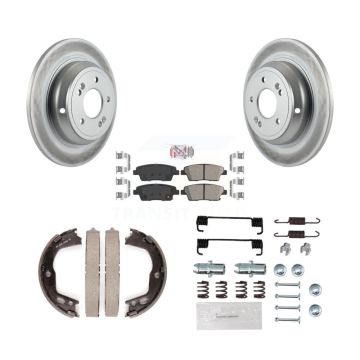 Rear Disc Coated Rotors Ceramic Pads Parking Brake Shoes Hardware Kit For Hyundai Genesis KGA-107039