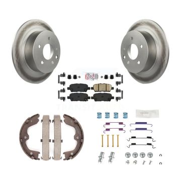 Rear Disc Coated Rotors Ceramic Pads Parking Brake Shoes & Hardware Kit For Nissan Altima KGA-107054
