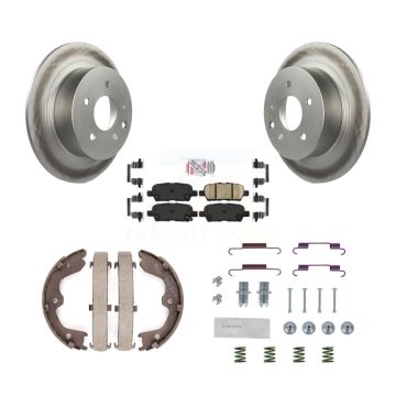 Rear Disc Coated Rotors Ceramic Pads Parking Brake Shoes & Hardware Kit For Nissan Altima KGA-107059