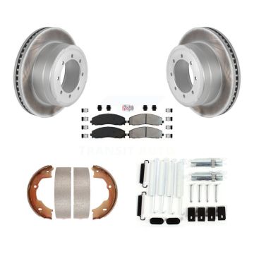 Rear Disc Coated Rotors Semi-Metallic Pads Parking Brake Shoes And Hardware Kit For KGA-107071