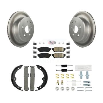 Rear Disc Coated Rotors Ceramic Pads Parking Brake Shoes And Hardware Kit For Lexus IS250 KGA-107086
