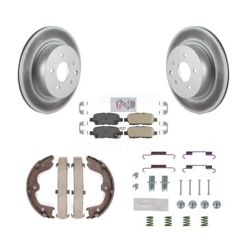 Rear Disc Coated Rotors Ceramic Pads Parking Shoes & Hardware Kit For INFINITI Nissan G37 KGA-107087